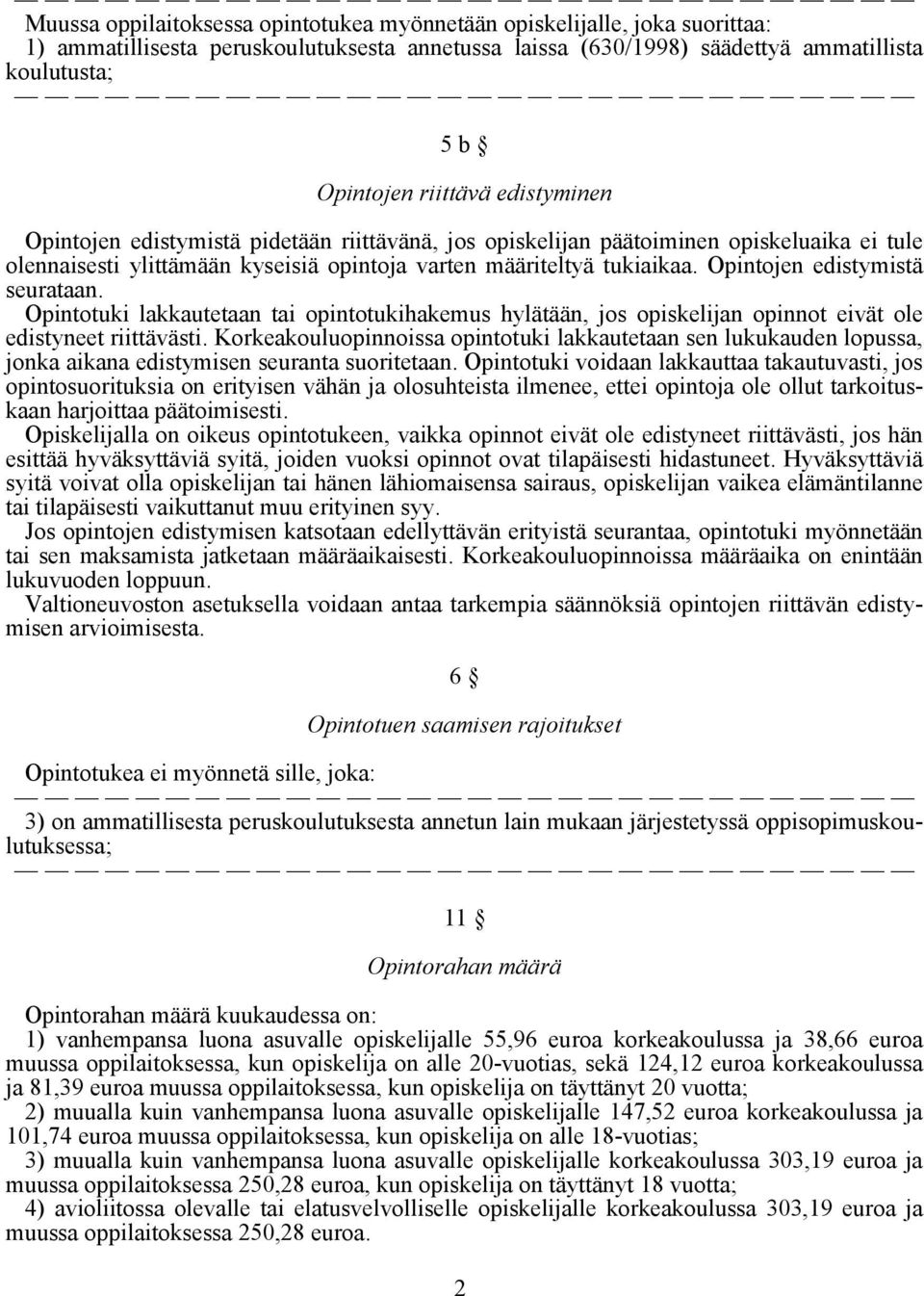 Opintojen edistymistä seurataan. Opintotuki lakkautetaan tai opintotukihakemus hylätään, jos opiskelijan opinnot eivät ole edistyneet riittävästi.