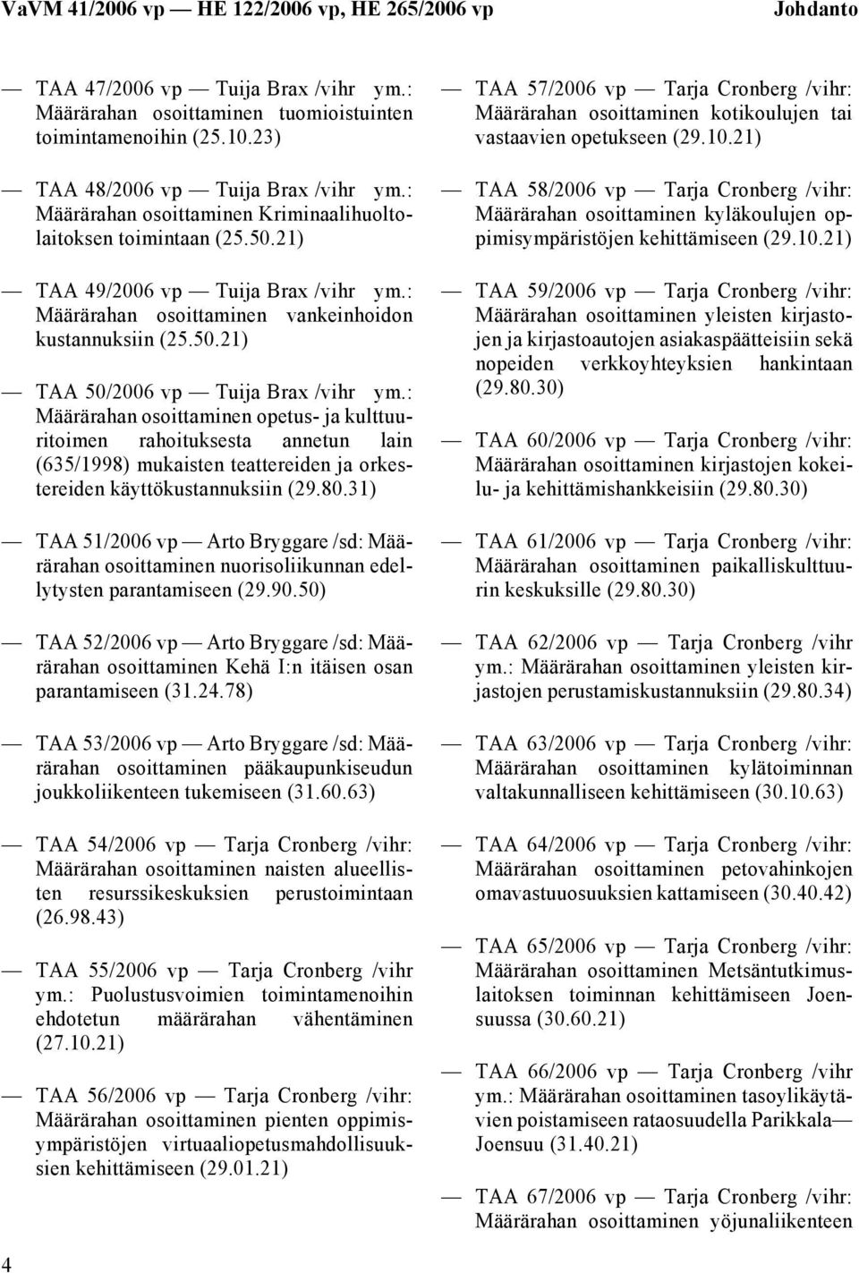 : Määrärahan osoittaminen opetus- ja kulttuuritoimen rahoituksesta annetun lain (635/1998) mukaisten teattereiden ja orkestereiden käyttökustannuksiin (29.80.