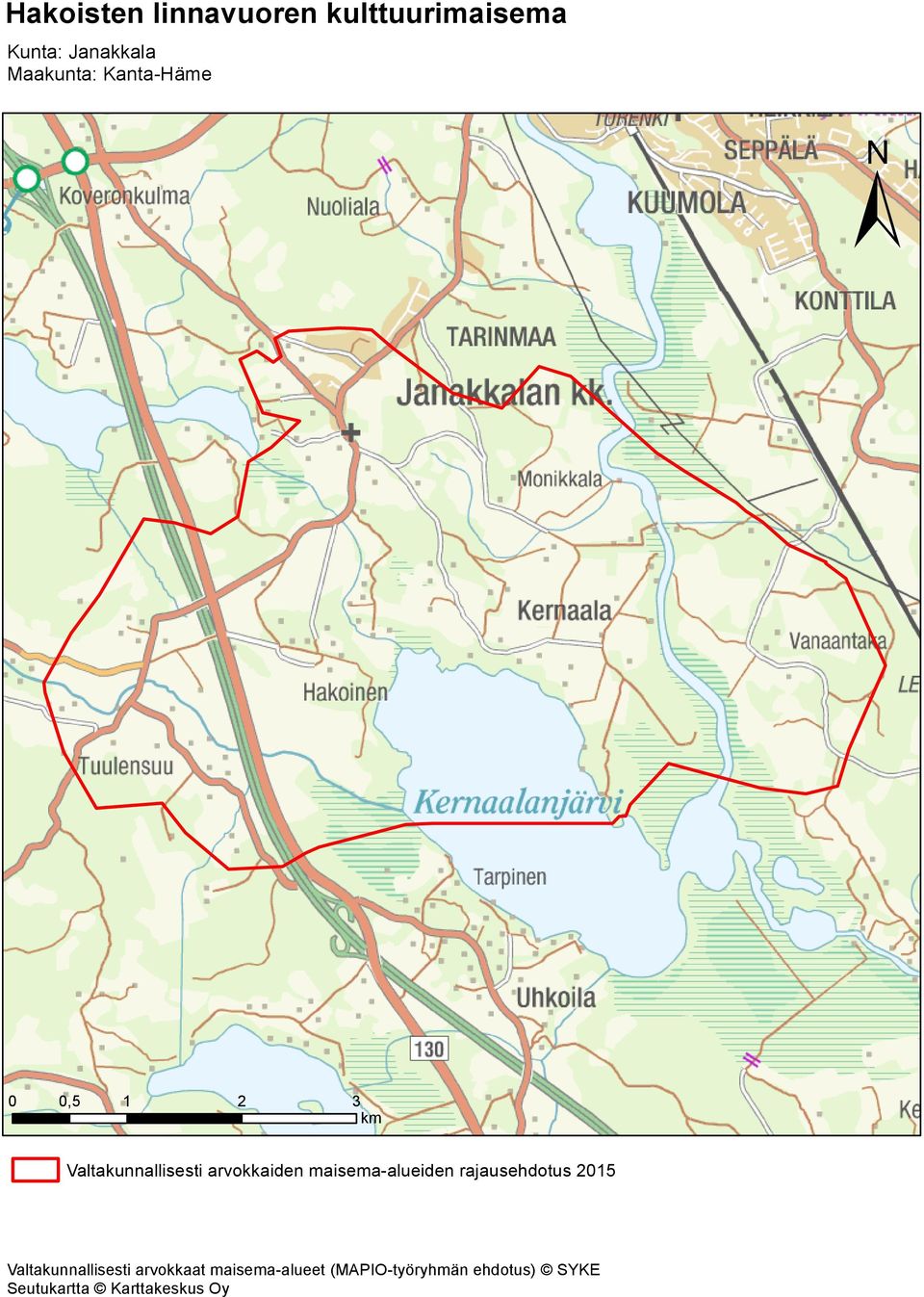 maisema-alueiden rajausehdotus 2015 Valtakunnallisesti arvokkaat