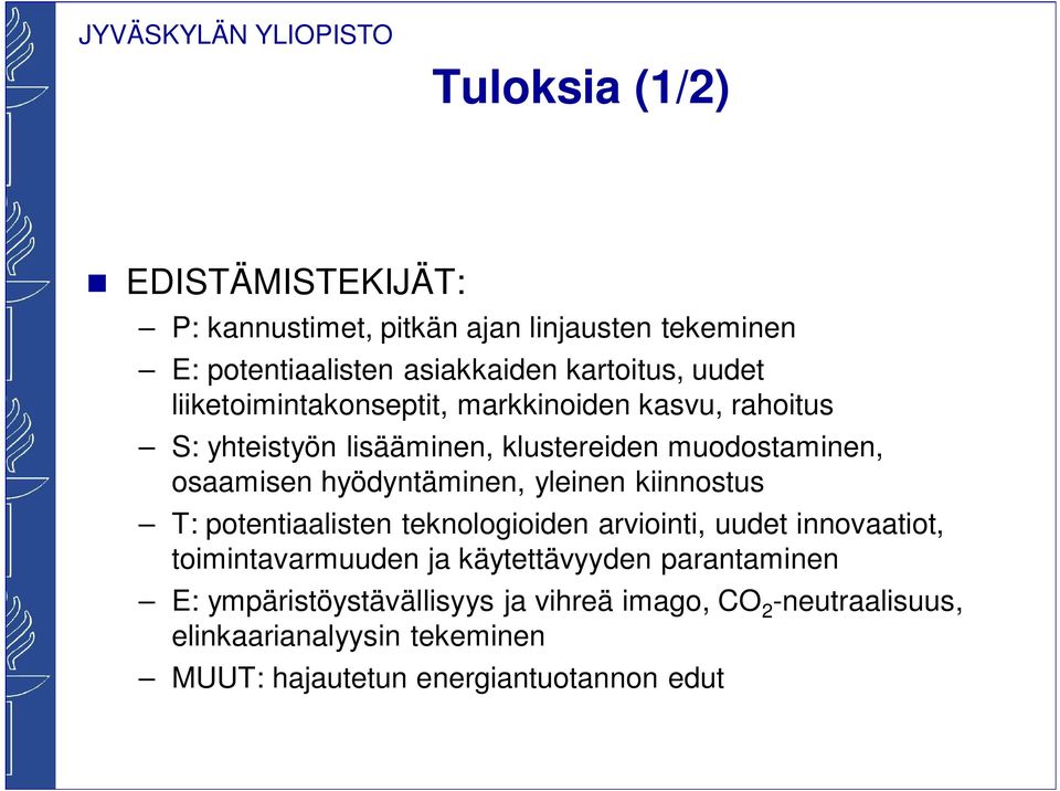 yleinen kiinnostus T: potentiaalisten teknologioiden arviointi, uudet innovaatiot, toimintavarmuuden ja käytettävyyden parantaminen