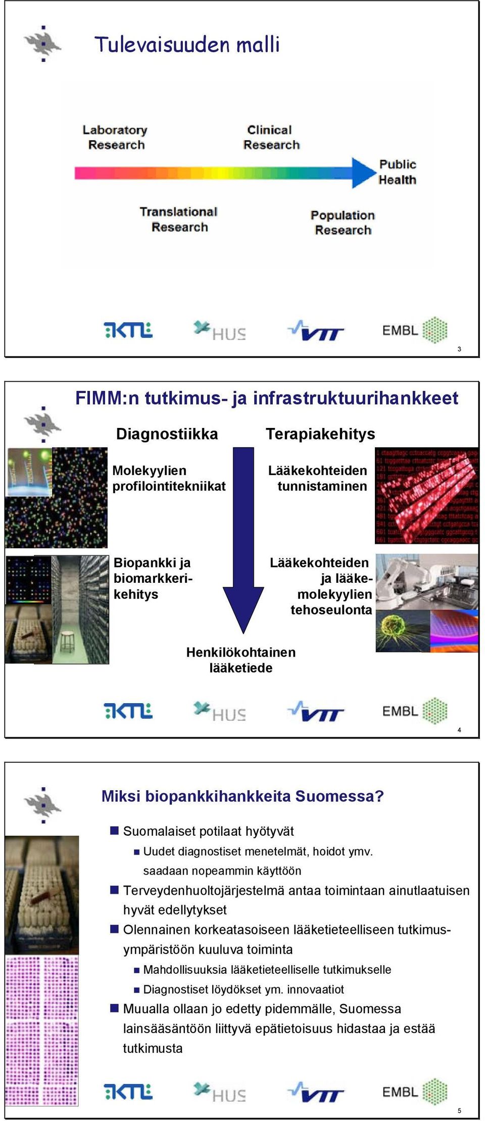 saadaan nopeammin käyttöön Terveydenhuoltojärjestelmä antaa toimintaan ainutlaatuisen hyvät edellytykset Olennainen korkeatasoiseen lääketieteelliseen tutkimusympäristöön kuuluva toiminta