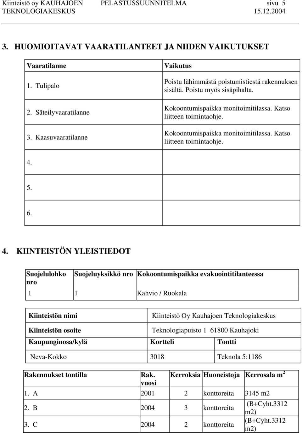 Kokoontumispaikka monitoimitilassa. Katso liitteen toimintaohje. 4.
