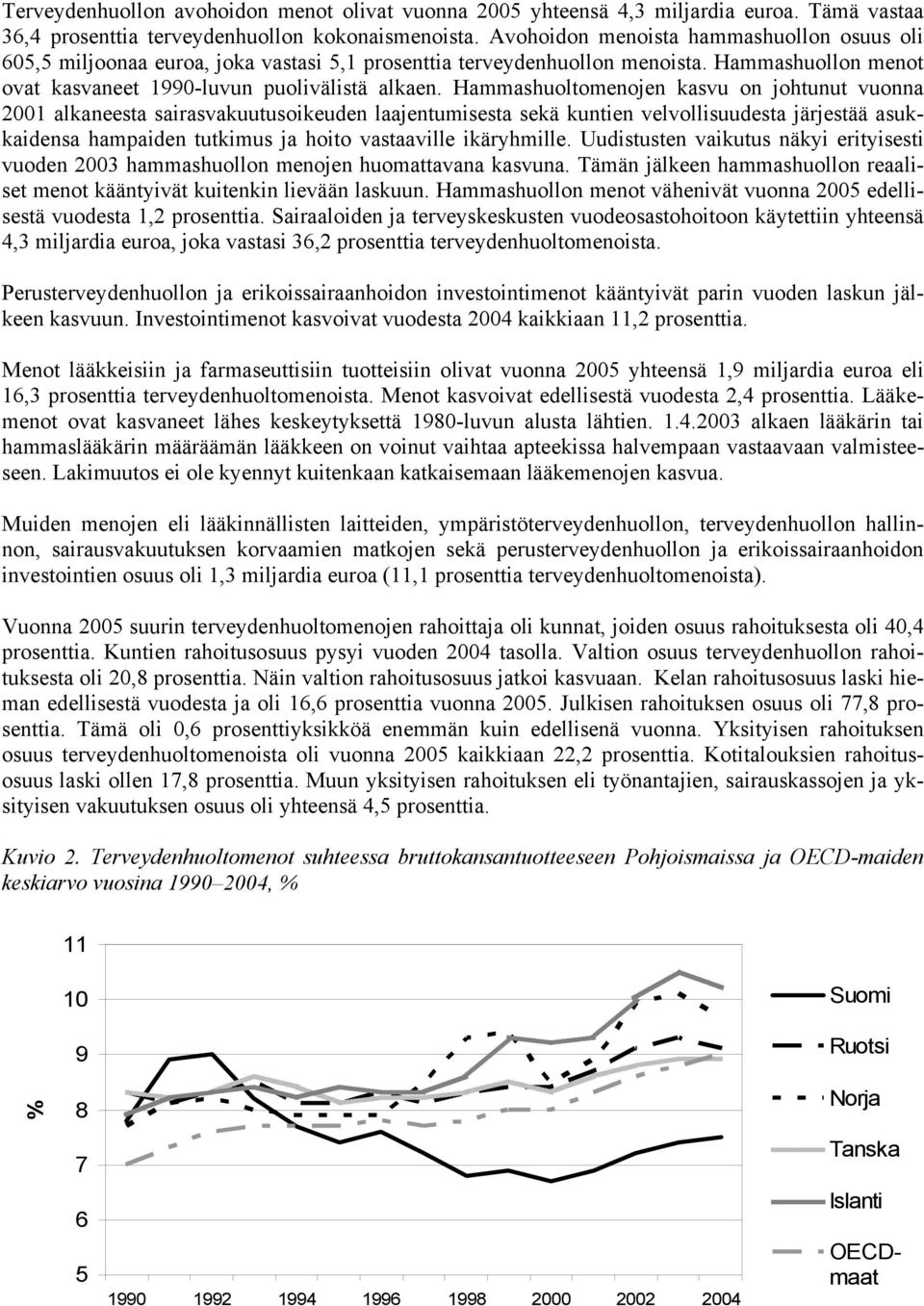 Hammashuoltomenojen kasvu on johtunut vuonna 2001 alkaneesta sairasvakuutusoikeuden laajentumisesta sekä kuntien velvollisuudesta järjestää asukkaidensa hampaiden tutkimus ja hoito vastaaville