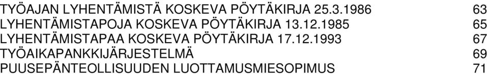 1985 65 LYHENTÄMISTAPAA KOSKEVA PÖYTÄKIRJA 17.12.