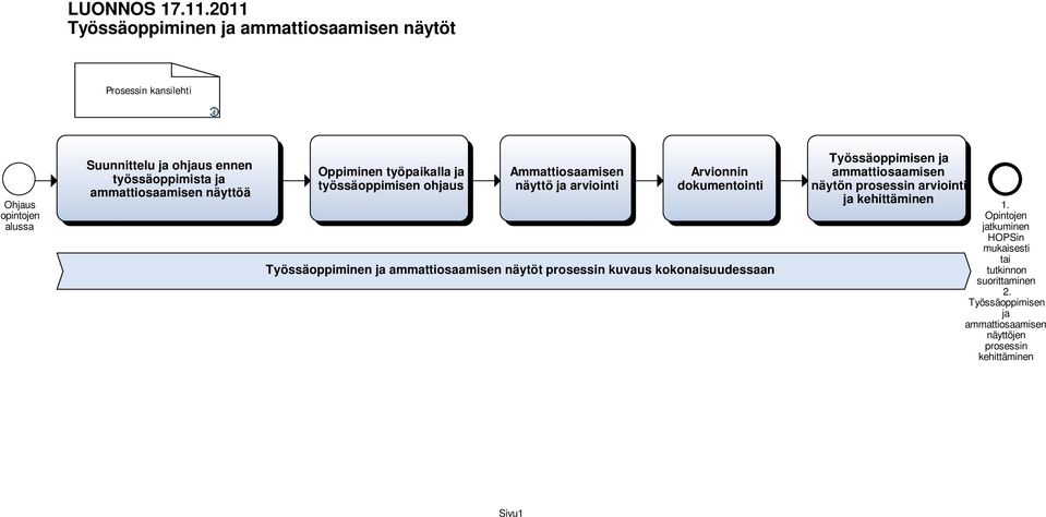 Työssäoppiminen näytöt prosessin kuvaus kokonaisuudessaan Työssäoppimisen näytön prosessin arviointi kehittäminen