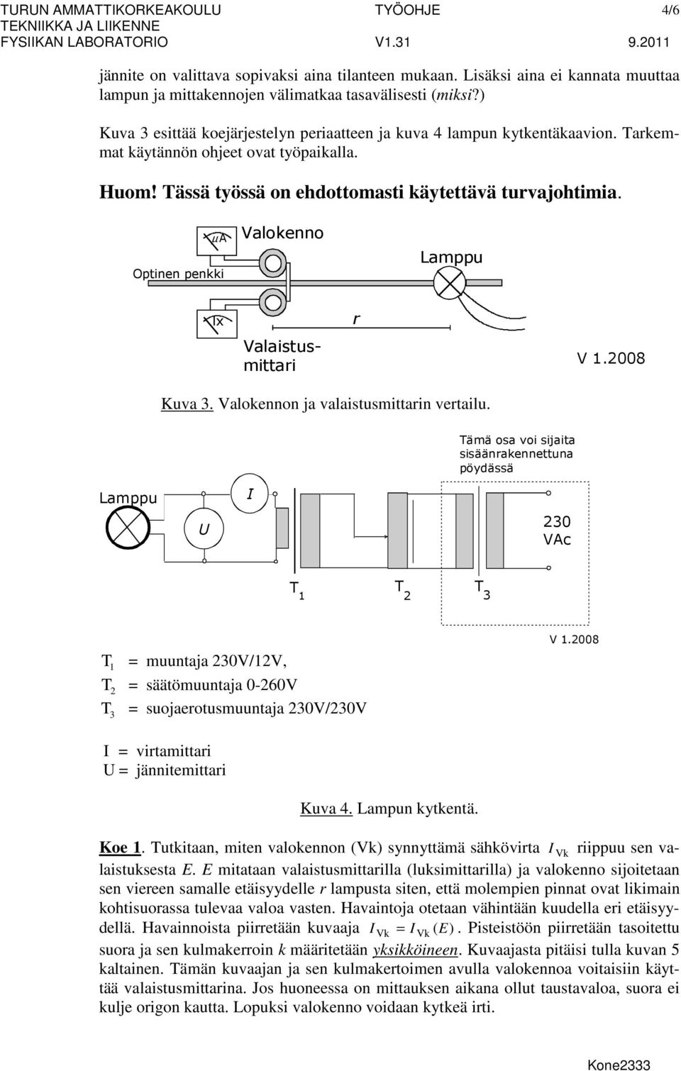 µa Optinen penkki Valokenno amppu lx Valaistusmittari r V 1.008 Kuva 3. Valokennon ja valaistusmittarin vertailu.