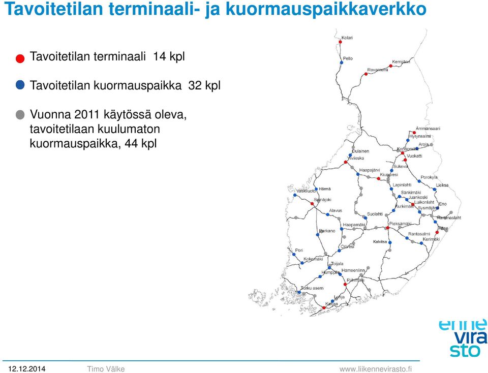 kuormauspaikka 32 kpl Vuonna 2011 käytössä oleva,