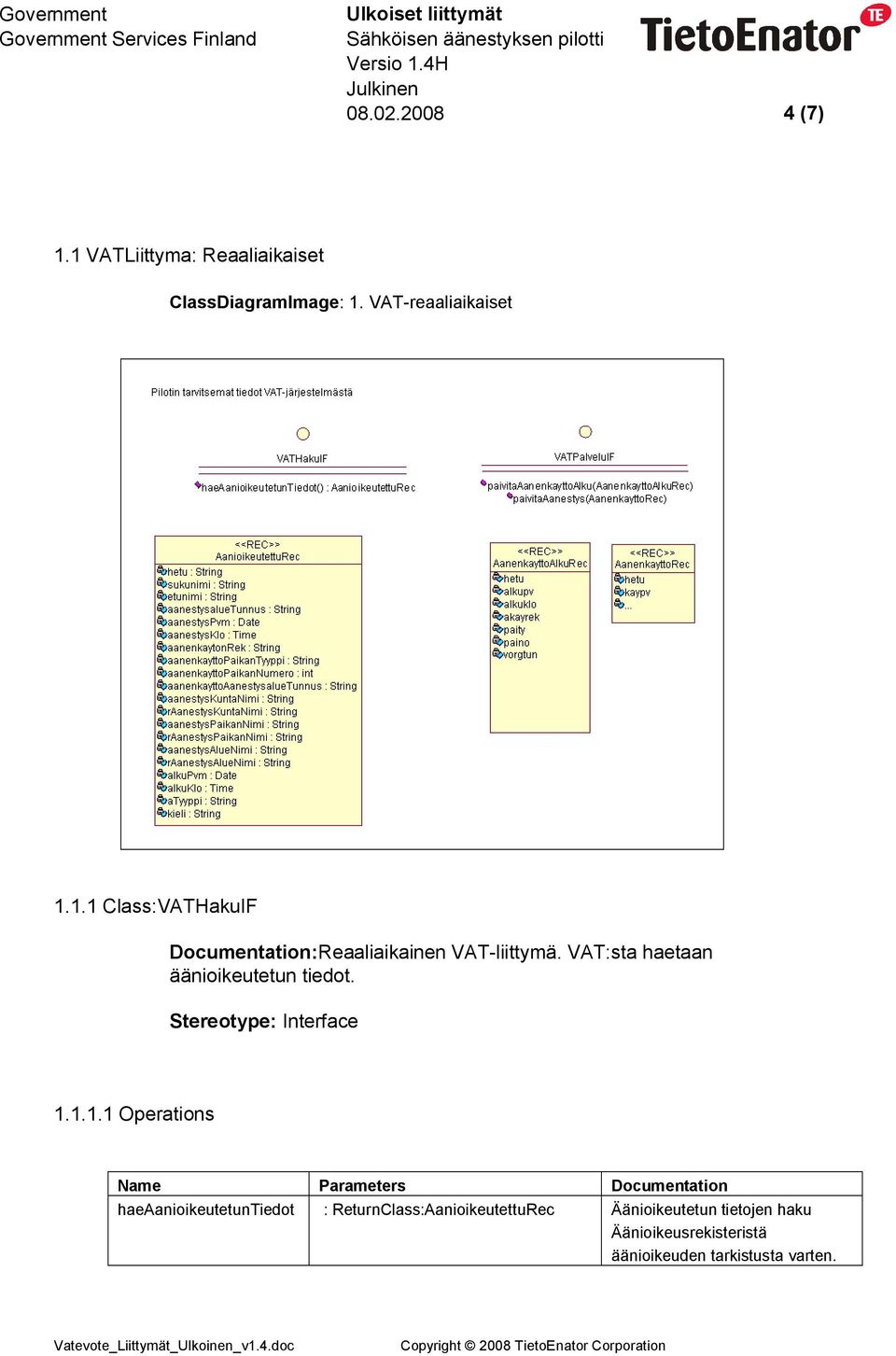 1.1.1 Operations Name Parameters Documentation haeaanioikeutetuntiedot :