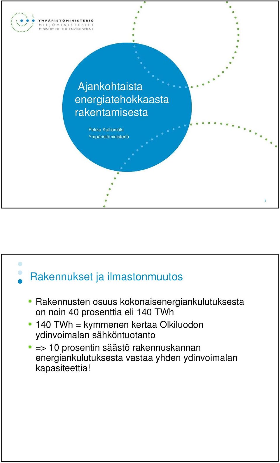 prosenttia eli 140 TWh 140 TWh = kymmenen kertaa Olkiluodon ydinvoimalan sähköntuotanto =>