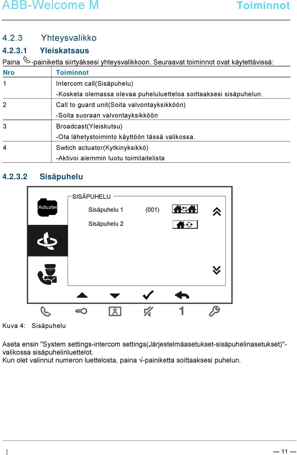 @ 9\mod_1268898668093_0.docx @ 52149 @ @ 1 ABB-Welcome M 4.2.3 Yhteysvalikko Pos: 31 /DinA4 - Anleitungen Online/Inhalt/KNX/DoorEntry/83220-AP-xxx/Tuer oeffnen - 83220-AP-xxx @ 20\mod_1323267958479_15.