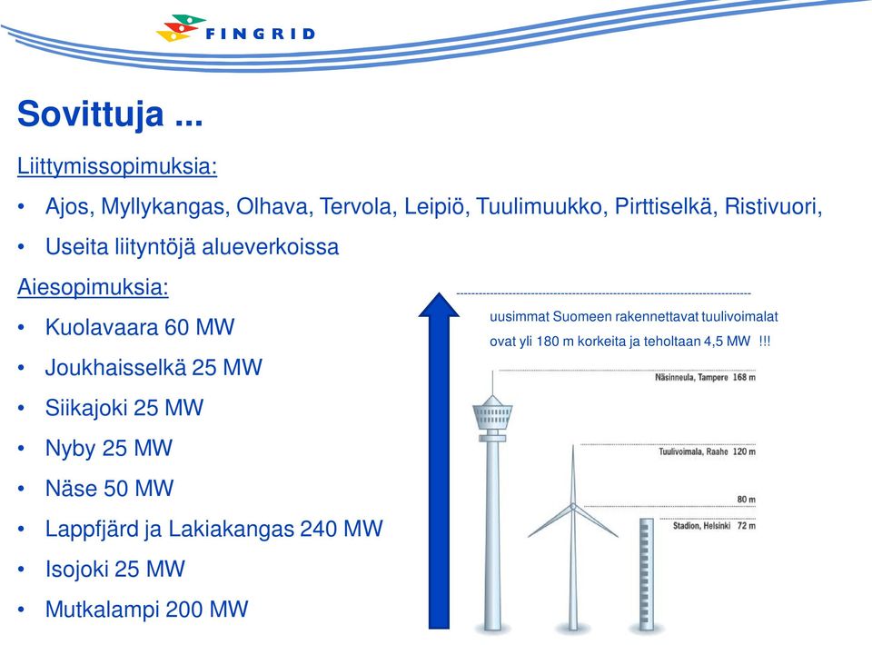 Ristivuori, Useita liityntöjä alueverkoissa Aiesopimuksia: Kuolavaara 60 MW Joukhaisselkä 25 MW