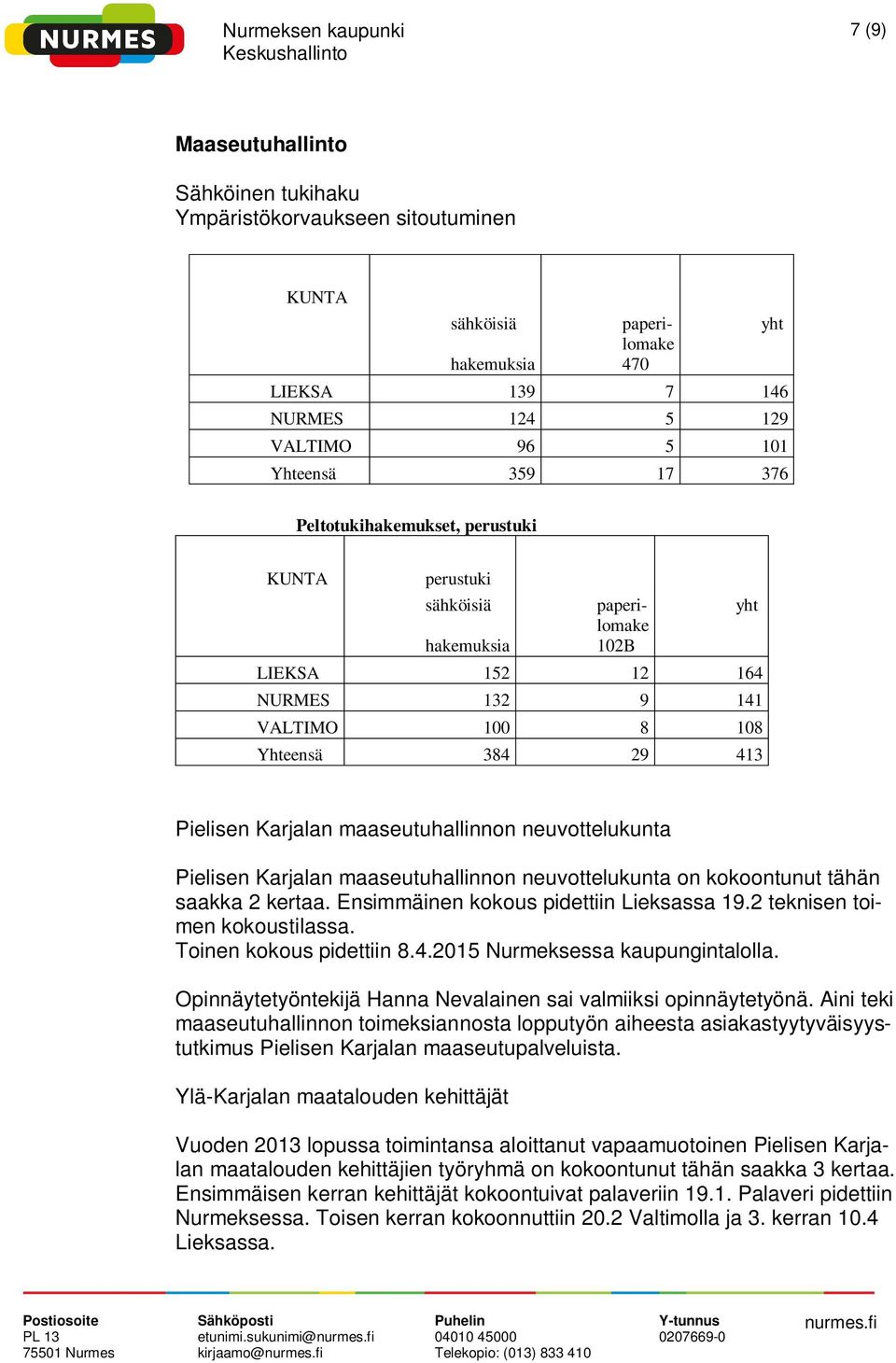 maaseutuhallinnon neuvottelukunta Pielisen Karjalan maaseutuhallinnon neuvottelukunta on kokoontunut tähän saakka 2 kertaa. Ensimmäinen kokous pidettiin Lieksassa 19.2 teknisen toimen kokoustilassa.