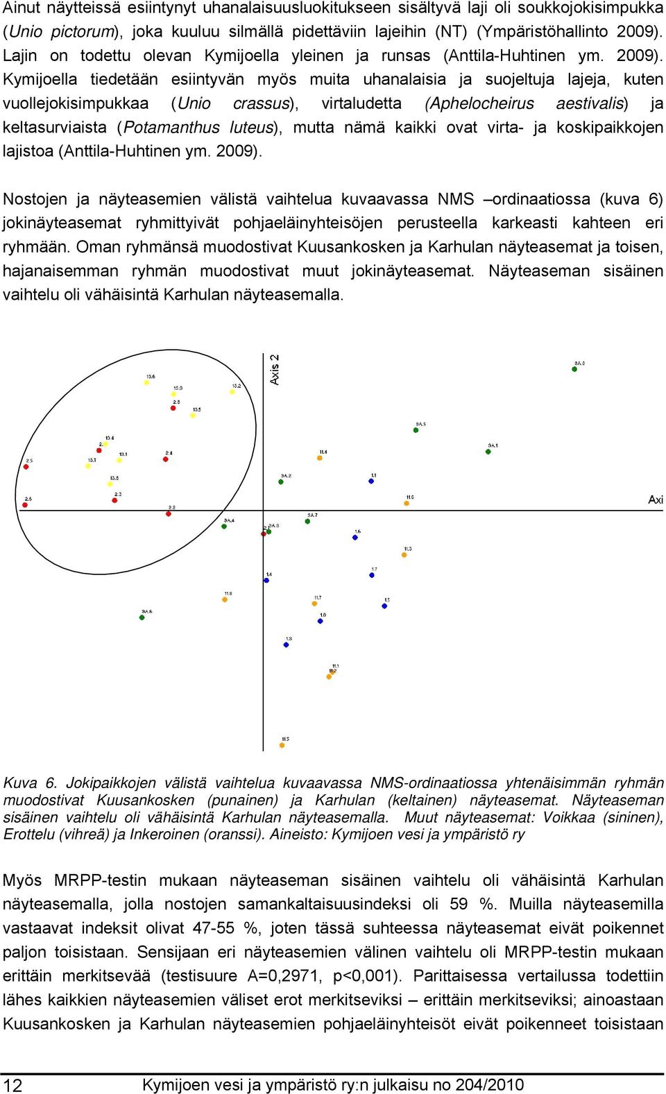 Kymijoella tiedetään esiintyvän myös muita uhanalaisia ja suojeltuja lajeja, kuten vuollejokisimpukkaa (Unio crassus), virtaludetta (Aphelocheirus aestivalis) ja keltasurviaista (Potamanthus luteus),