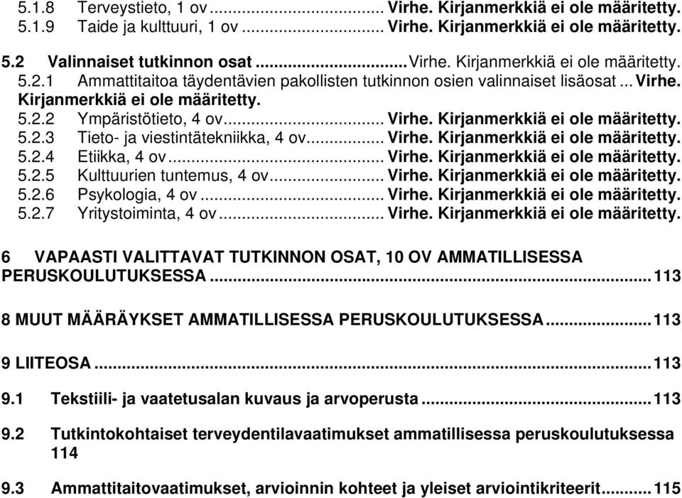 .. Virhe. Kirjanmerkkiä ei ole määritetty. 5.2.3 Tieto- ja viestintätekniikka, 4 ov... Virhe. Kirjanmerkkiä ei ole määritetty. 5.2.4 Etiikka, 4 ov... Virhe. Kirjanmerkkiä ei ole määritetty. 5.2.5 Kulttuurien tuntemus, 4 ov.