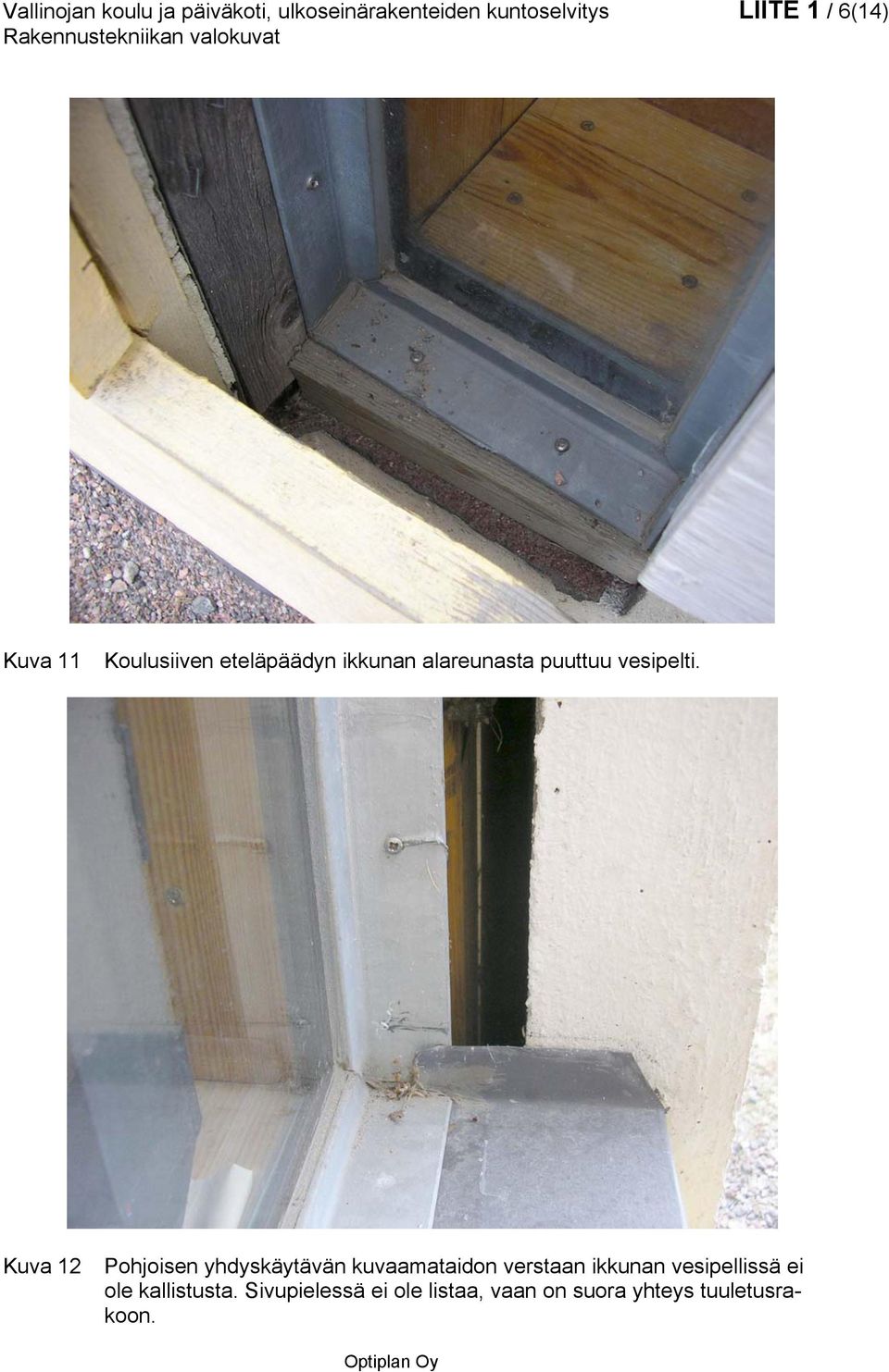 Kuva 12 Pohjoisen yhdyskäytävän kuvaamataidon verstaan ikkunan vesipellissä ei