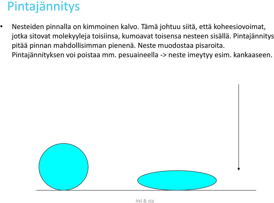 kumoavat toisensa nesteen sisällä.