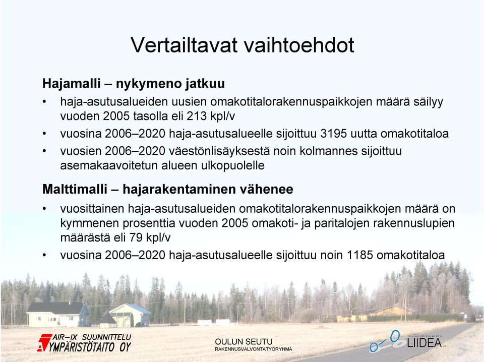 asemakaavoitetun alueen ulkopuolelle Malttimalli hajarakentaminen vähenee vuosittainen haja-asutusalueiden omakotitalorakennuspaikkojen määrä on