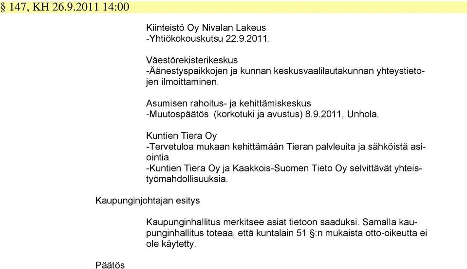 Kuntien Tiera Oy -Tervetuloa mukaan kehittämään Tieran palvleuita ja sähköistä asiointia -Kuntien Tiera Oy ja Kaakkois-Suomen Tieto Oy selvittävät