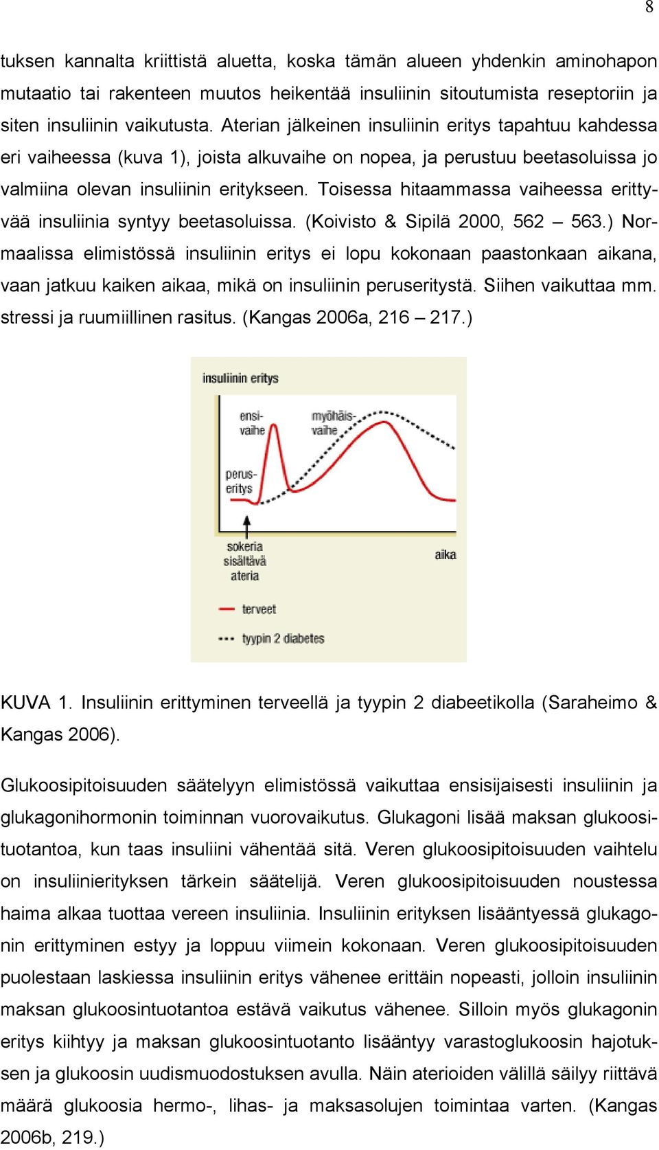 Toisessa hitaammassa vaiheessa erittyvää insuliinia syntyy beetasoluissa. (Koivisto & Sipilä 2000, 562 563.