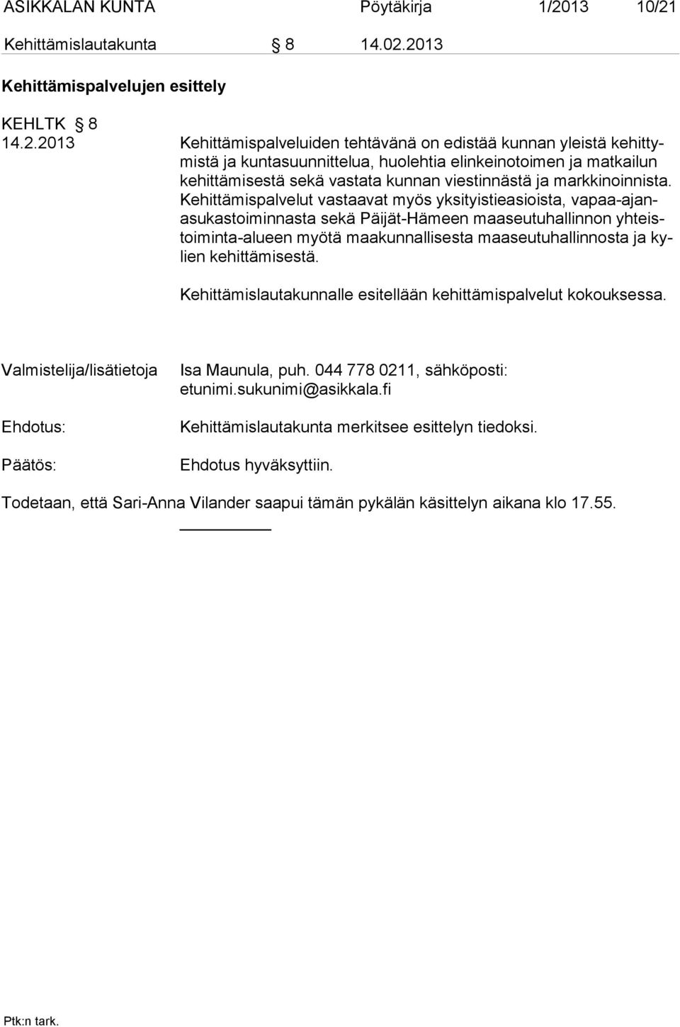 Kehittämislautakunta 8 14.02.