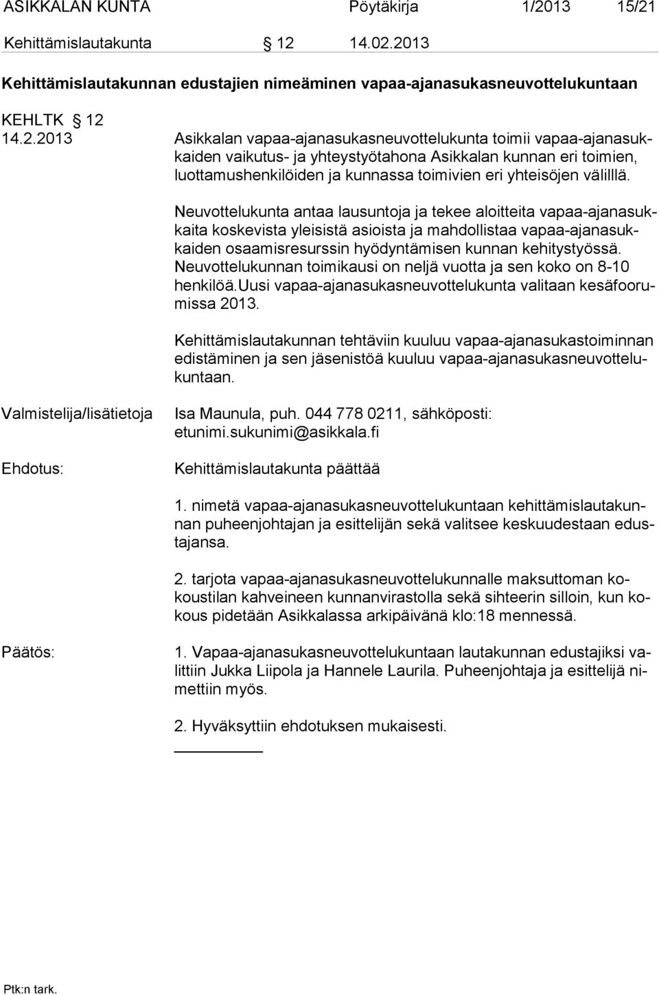 Kehittämislautakunta 12 