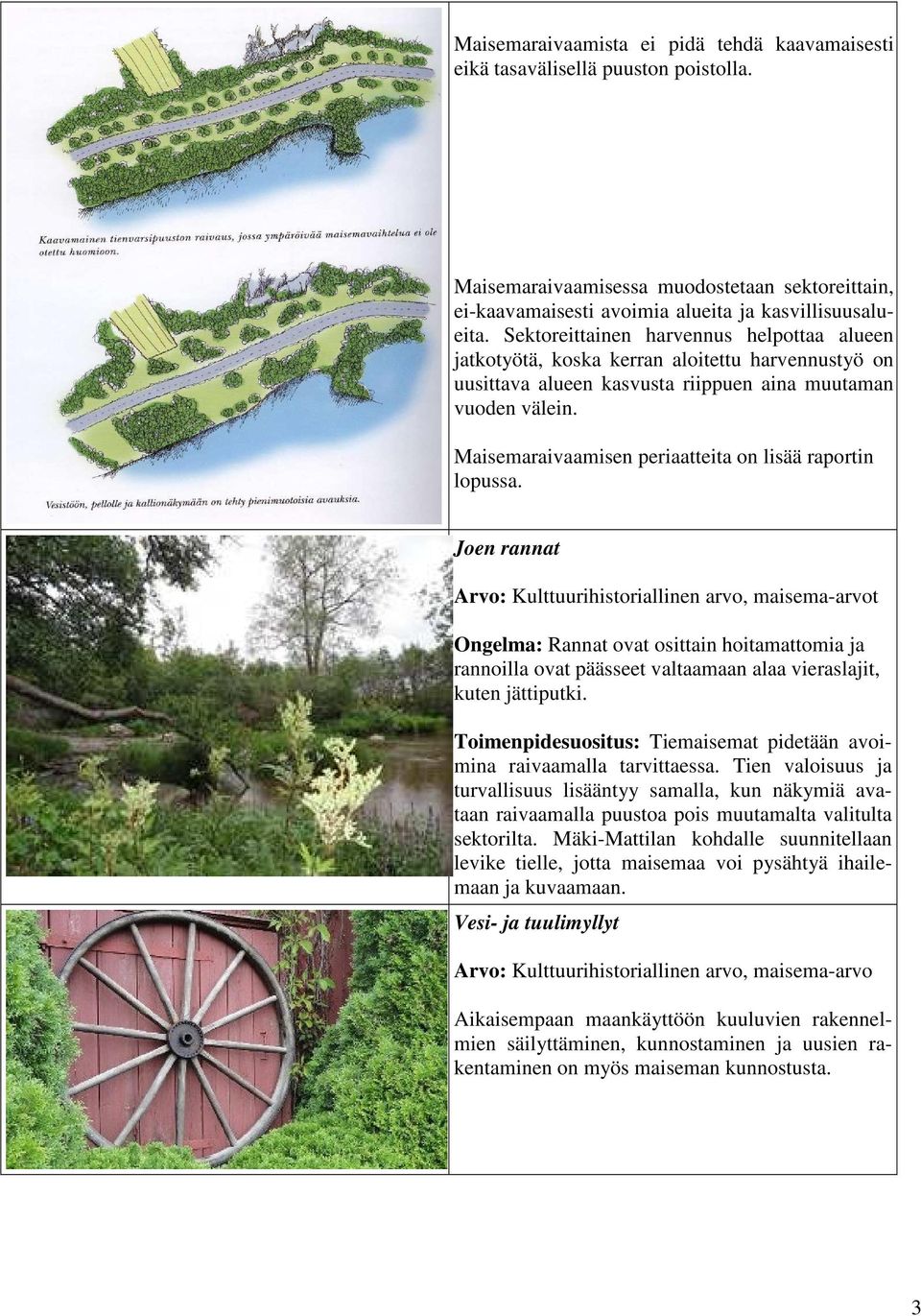 Maisemaraivaamisen periaatteita on lisää raportin lopussa.