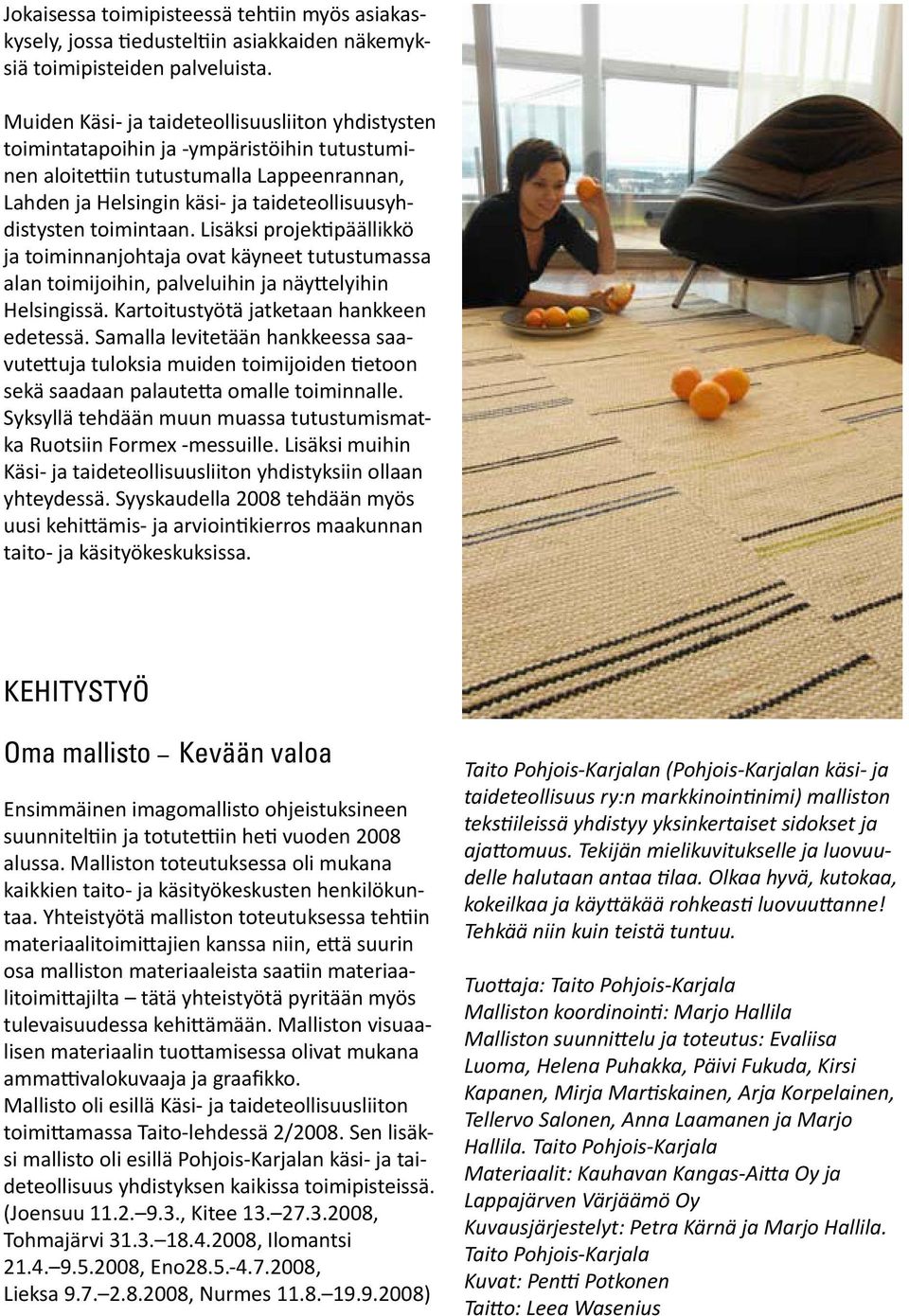 toimintaan. Lisäksi projektipäällikkö ja toiminnanjohtaja ovat käyneet tutustumassa alan toimijoihin, palveluihin ja näyttelyihin Helsingissä. Kartoitustyötä jatketaan hankkeen edetessä.