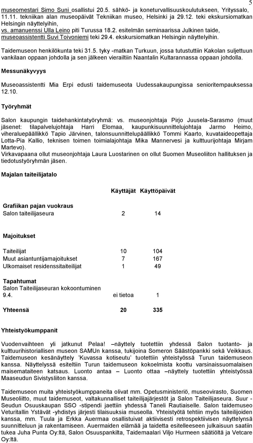 ekskursiomatkan Helsingin näyttelyihin. Taidemuseon henkilökunta teki 31.5.