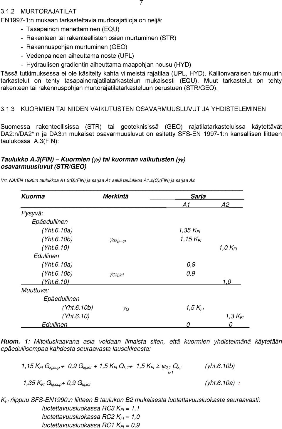 Vedenpaineen aiheuttama noste (UPL) - Hydraulisen gradientin aiheuttama maapohjan nousu (HYD) Tässä tutkimuksessa ei ole käsitelty kahta viimeistä rajatilaa (UPL, HYD).