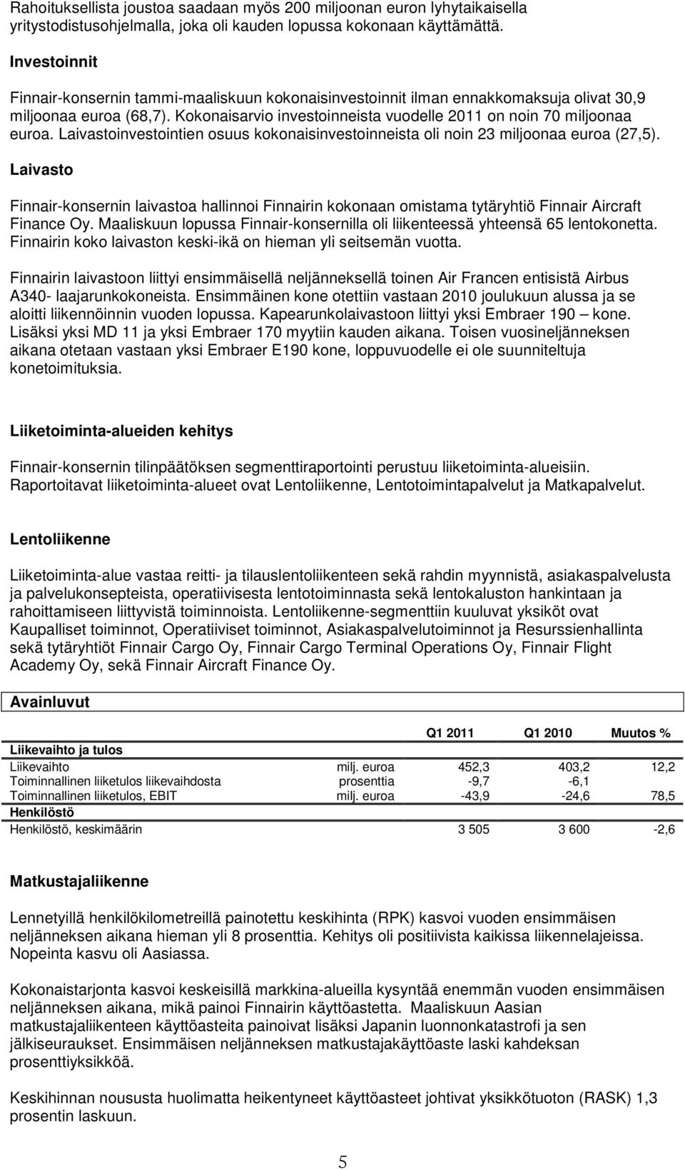 Laivastoinvestointien osuus kokonaisinvestoinneista oli noin 23 miljoonaa euroa (27,5).