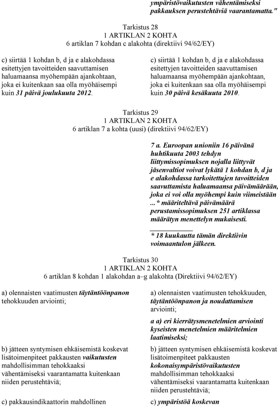 ajankohtaan, joka ei kuitenkaan saa olla myöhäisempi kuin 31 päivä joulukuuta 2012.