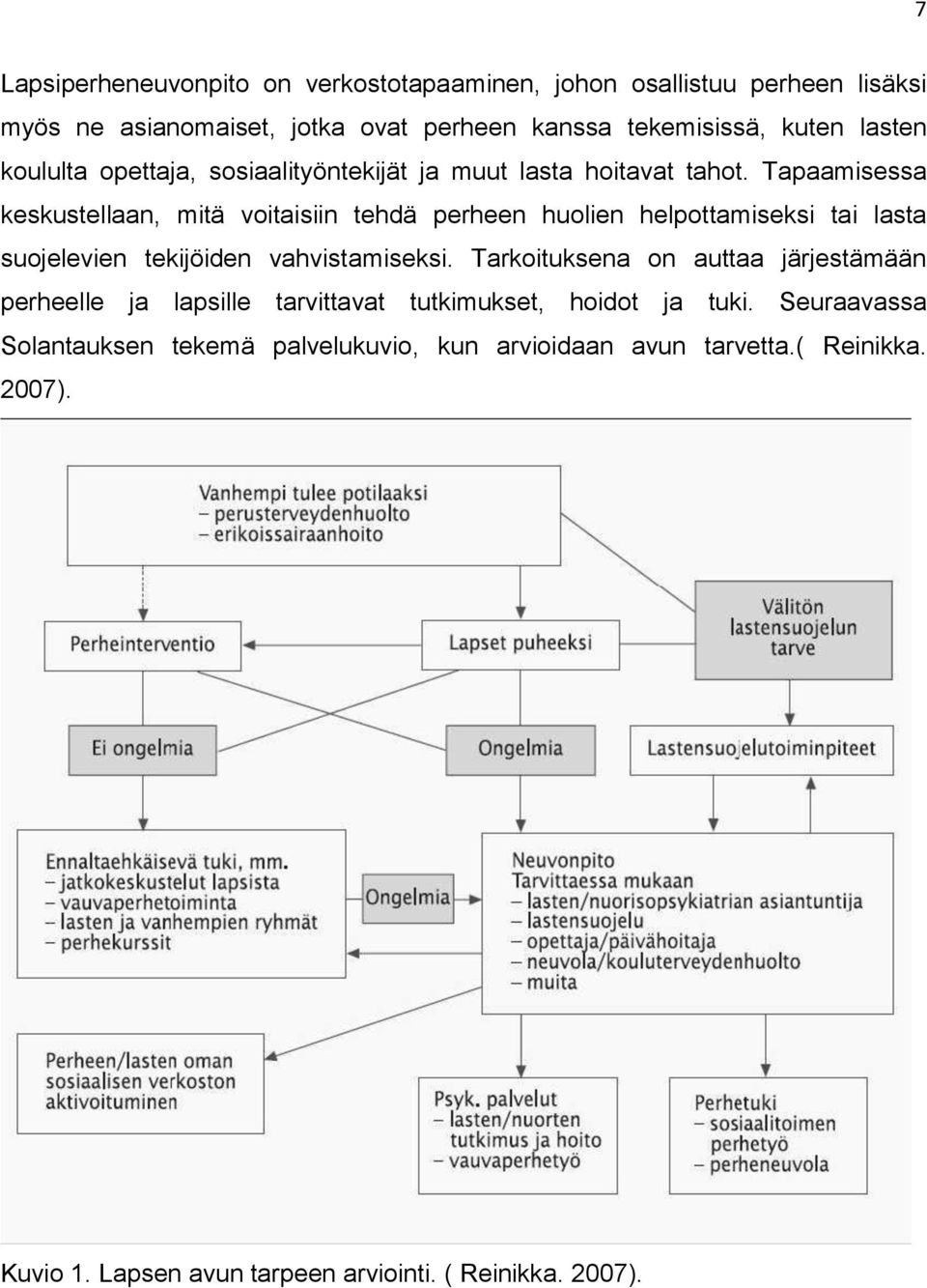 Tapaamisessa keskustellaan, mitä voitaisiin tehdä perheen huolien helpottamiseksi tai lasta suojelevien tekijöiden vahvistamiseksi.