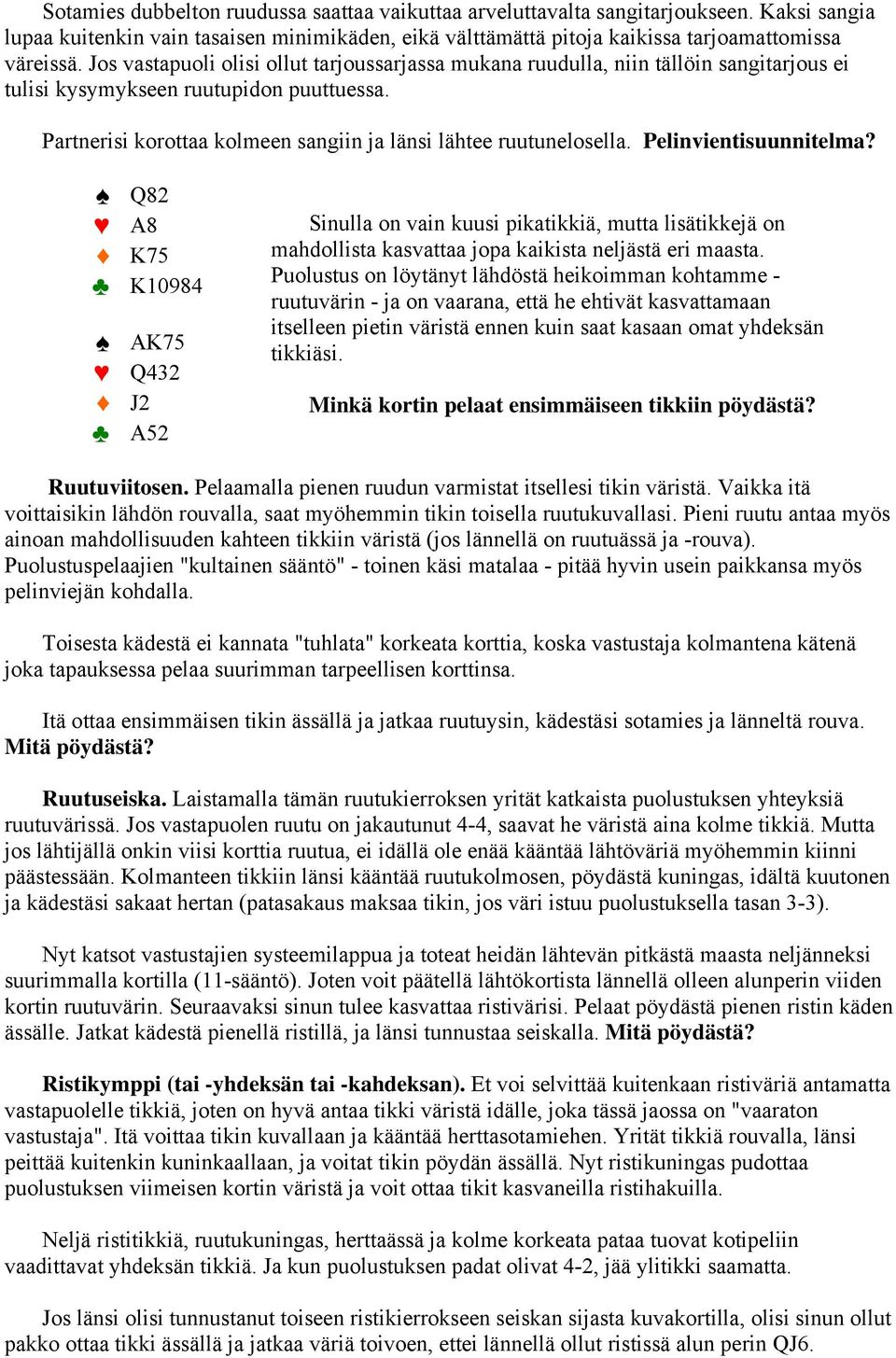 Pelinvientisuunnitelma? Q82 A8 K75 K10984 AK75 Q432 J2 A52 Sinulla on vain kuusi pikatikkiä, mutta lisätikkejä on mahdollista kasvattaa jopa kaikista neljästä eri maasta.