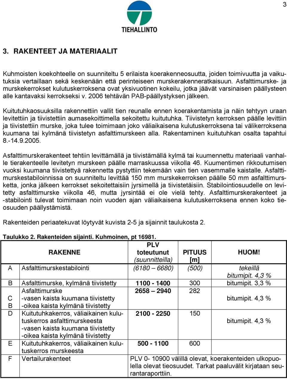 2006 tehtävän PAB-päällystyksen jälkeen.