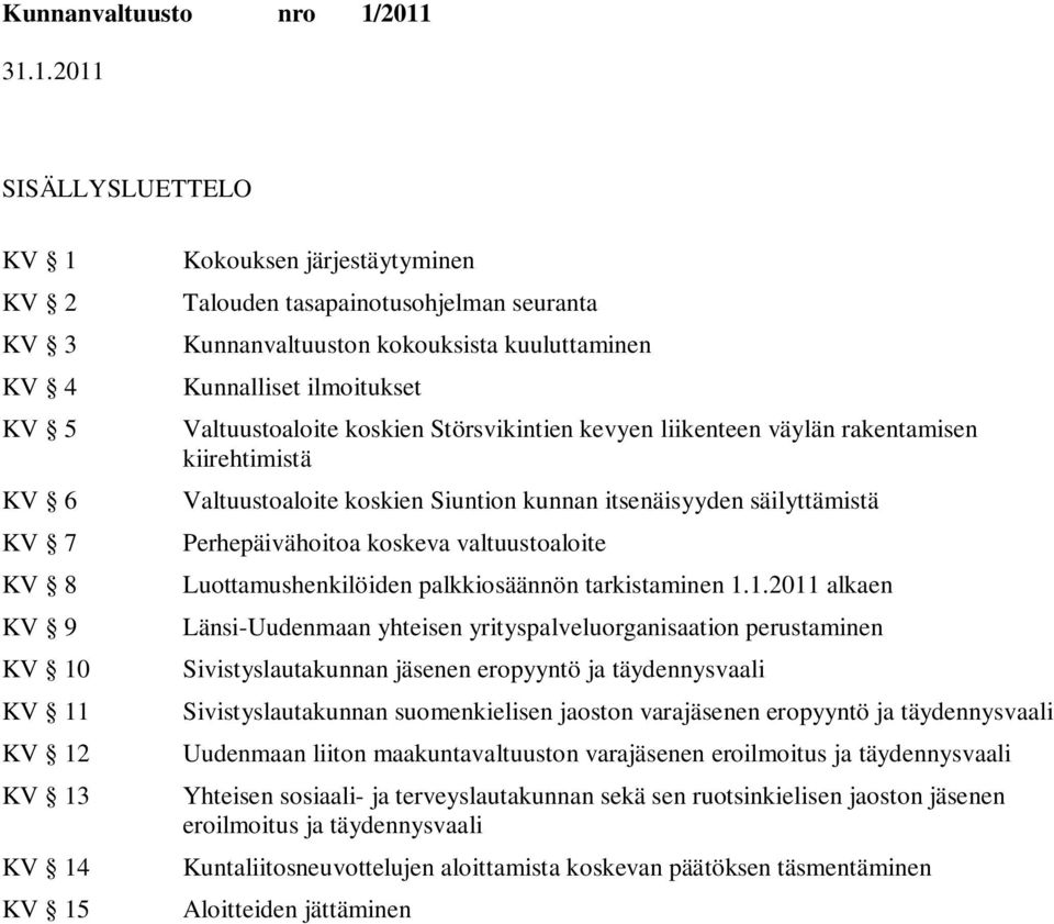 Perhepäivähoitoa koskeva valtuustoaloite Luottamushenkilöiden palkkiosäännön tarkistaminen 1.