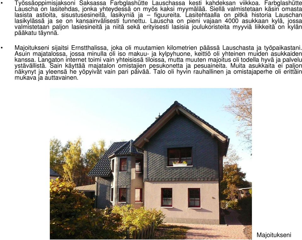 Lauscha on pieni vajaan 4000 asukkaan kylä, jossa valmistetaan paljon lasiesineitä ja niitä sekä erityisesti lasisia joulukoristeita myyviä liikkeitä on kylän pääkatu täynnä.
