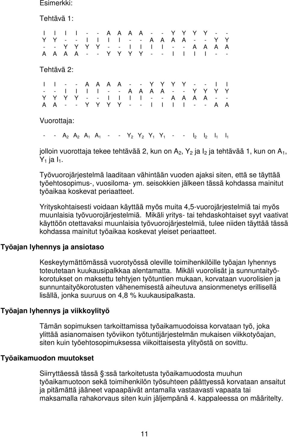 jolloin vuorottaja tekee tehtävää 2, kun on A 2, Y 2 ja I 2 ja tehtävää 1, kun on A 1, Y 1 ja I 1.