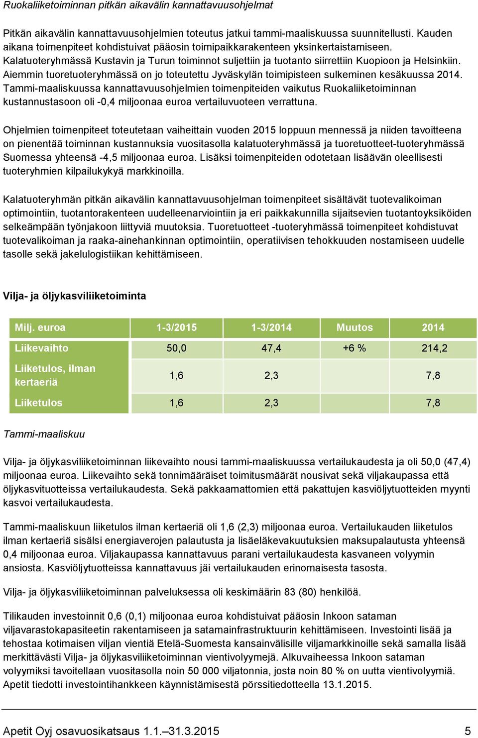 Aiemmin tuoretuoteryhmässä on jo toteutettu Jyväskylän toimipisteen sulkeminen kesäkuussa 2014.