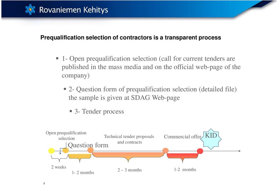 prequalification selection (detailed file) the sample is given at SDAG Web-page 3- Tender process Open