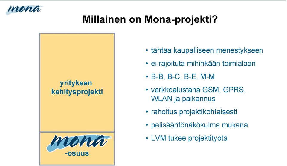yrityksen kehitysprojekti B-B, B-C, B-E, M-M verkkoalustana GSM,
