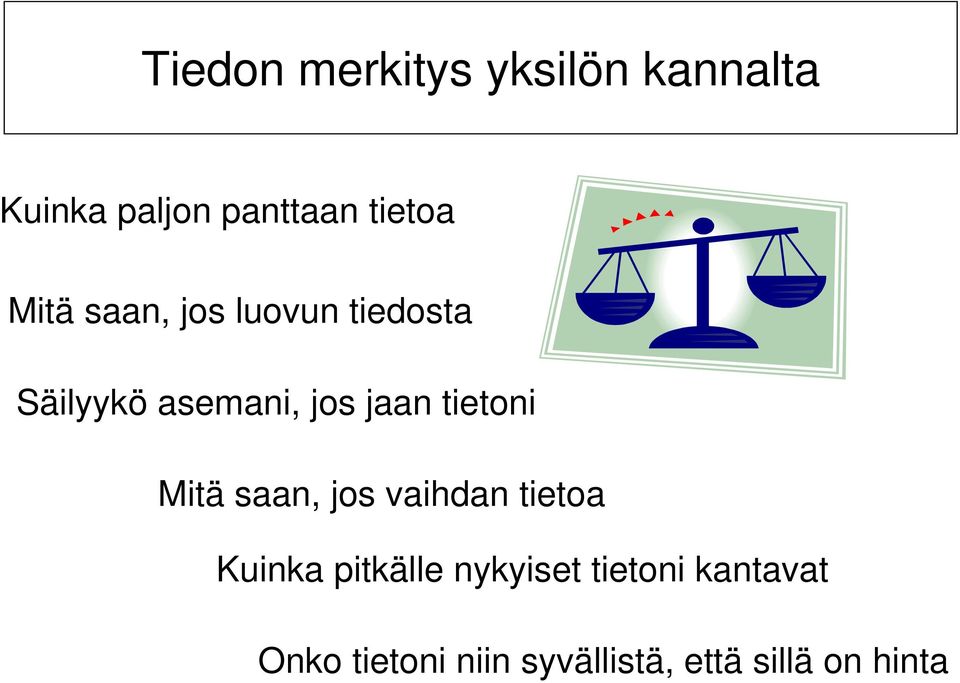 tietoni Mitä saan, jos vaihdan tietoa Kuinka pitkälle nykyiset