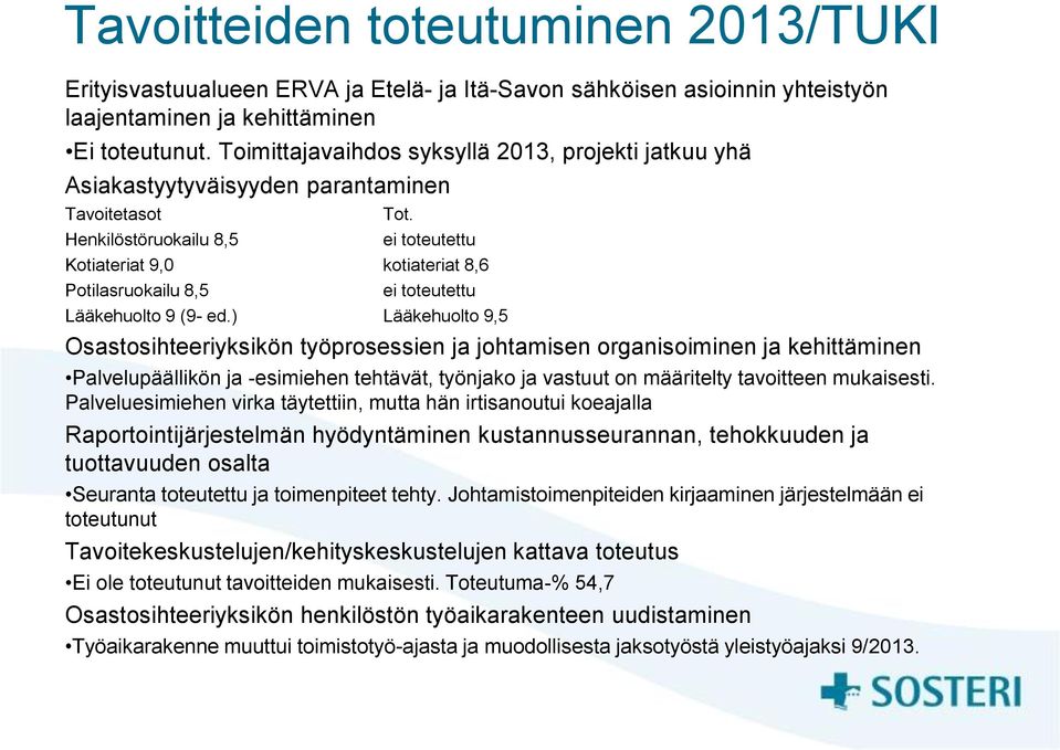 Henkilöstöruokailu 8,5 ei toteutettu Kotiateriat 9,0 kotiateriat 8,6 Potilasruokailu 8,5 ei toteutettu Lääkehuolto 9 (9- ed.