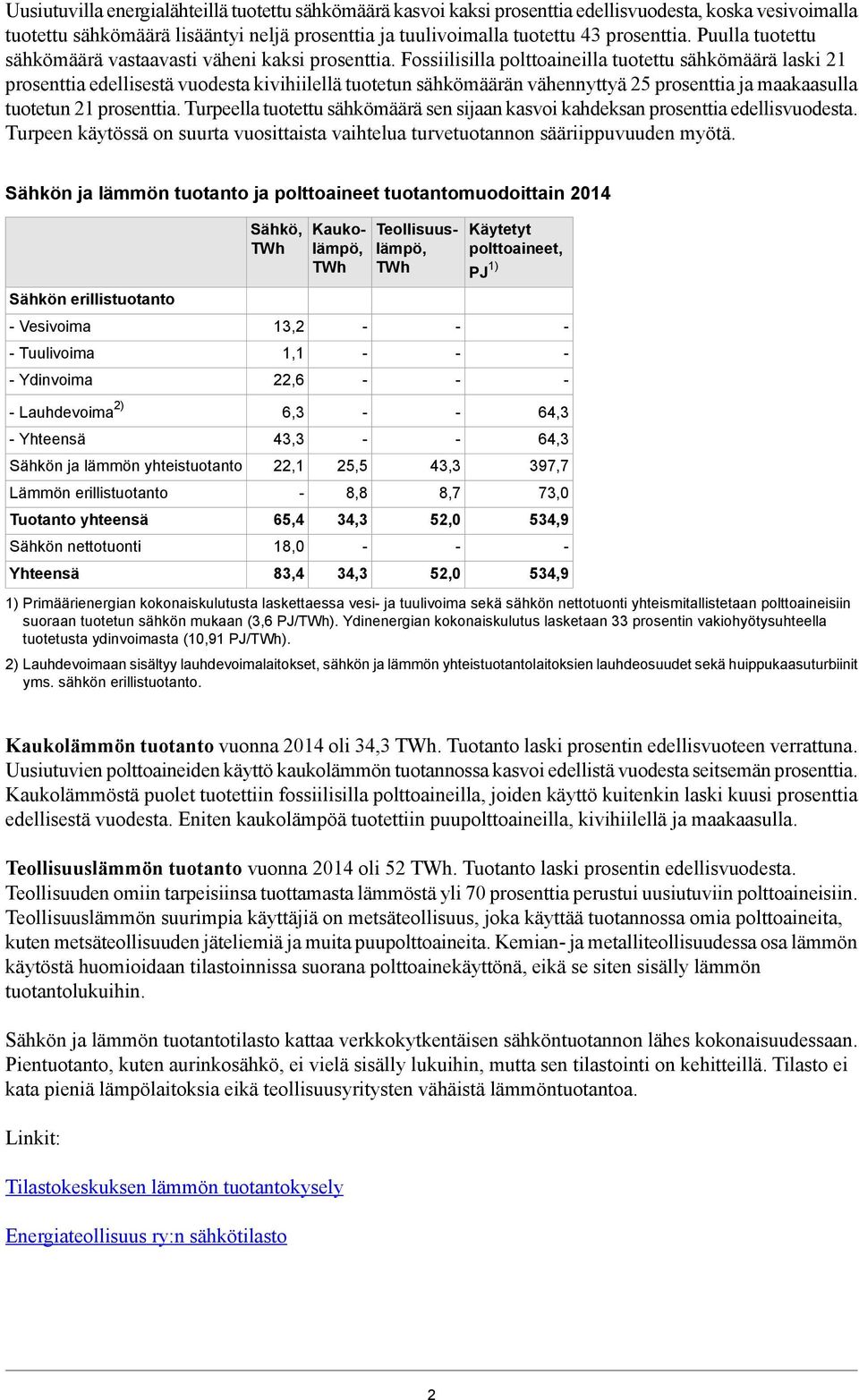 Fossiilisilla polttoaineilla tuotettu sähkömäärä laski 21 prosenttia edellisestä vuodesta kivihiilellä tuotetun sähkömäärän vähennyttyä 25 prosenttia ja maakaasulla tuotetun 21 prosenttia.