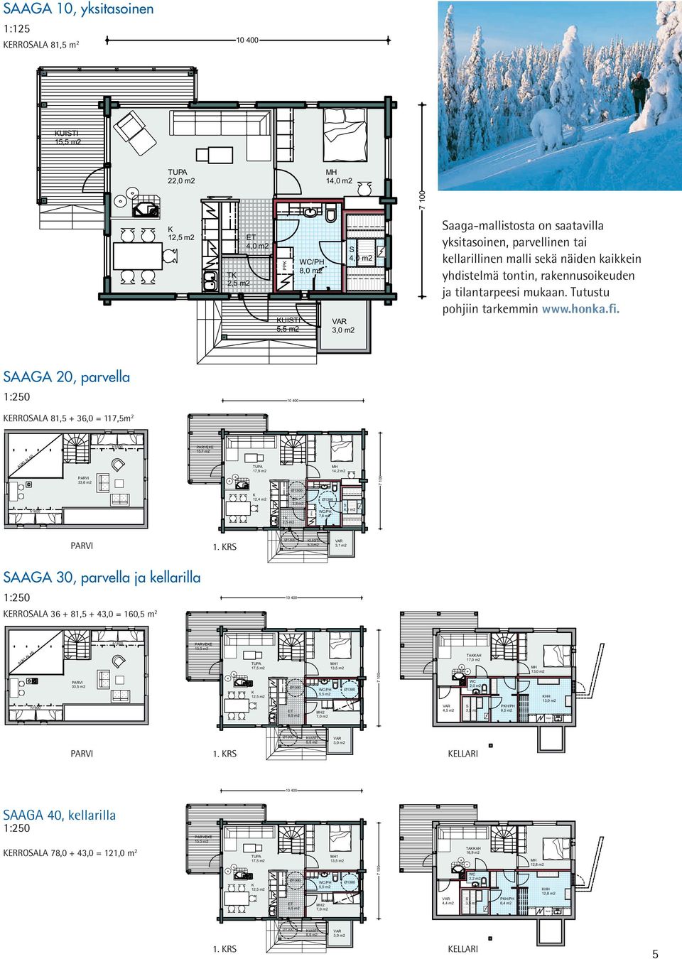 fi. SAAGA 20, parvella 1:250 KERROSALA 81,5 + 36,0 = 117,5m 2 PARVI 1.