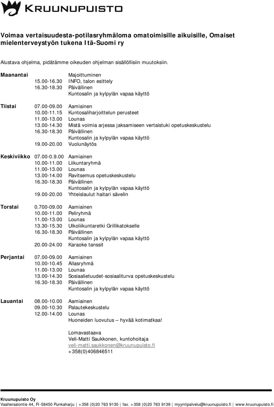 30 Mistä voimia arjessa jaksamiseen vertaistuki opetuskeskustelu 13.00-14.