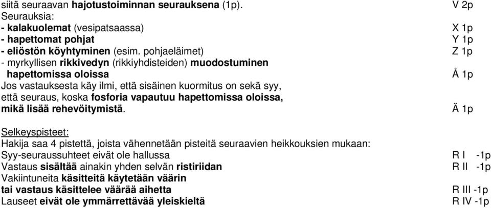 fosforia vapautuu hapettomissa oloissa, mikä lisää rehevöitymistä.