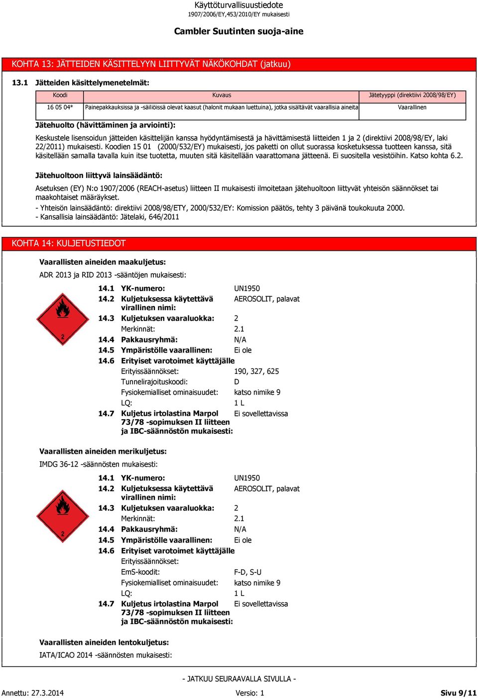 2008/98/EY) Vaarallinen Jätehuolto (hävittäminen ja arviointi): Keskustele lisensoidun jätteiden käsittelijän kanssa hyödyntämisestä ja hävittämisestä liitteiden 1 ja 2 (direktiivi 2008/98/EY, laki