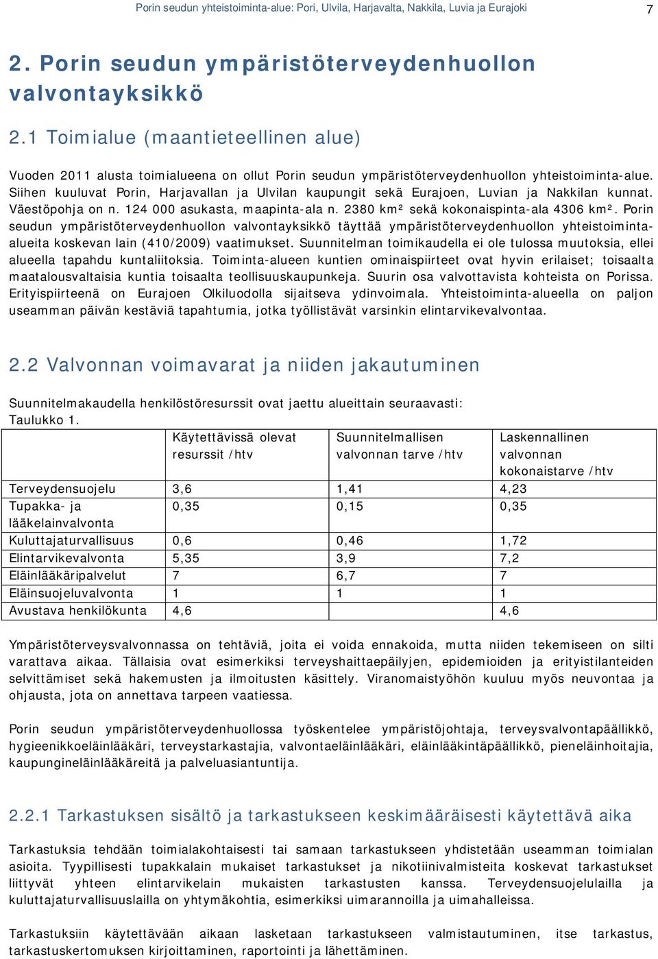 Siihen kuuluvat Porin, Harjavallan ja Ulvilan kaupungit sekä Eurajoen, Luvian ja Nakkilan kunnat. Väestöpohja on n. 124 000 asukasta, maapinta-ala n. 2380 km² sekä kokonaispinta-ala 4306 km².