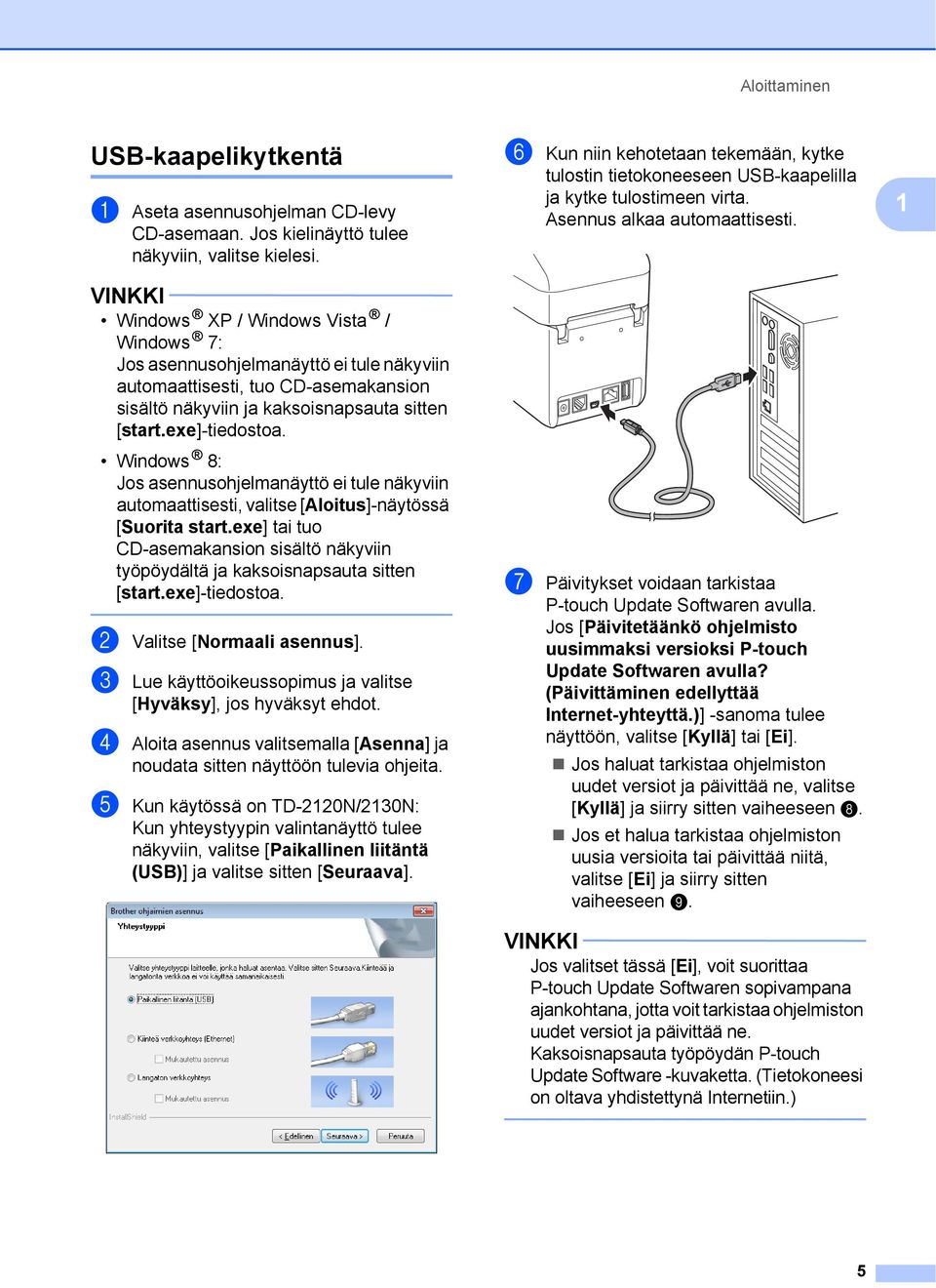 Windows 8: Jos asennusohjelmanäyttö ei tule näkyviin automaattisesti, valitse [Aloitus]-näytössä [Suorita start.