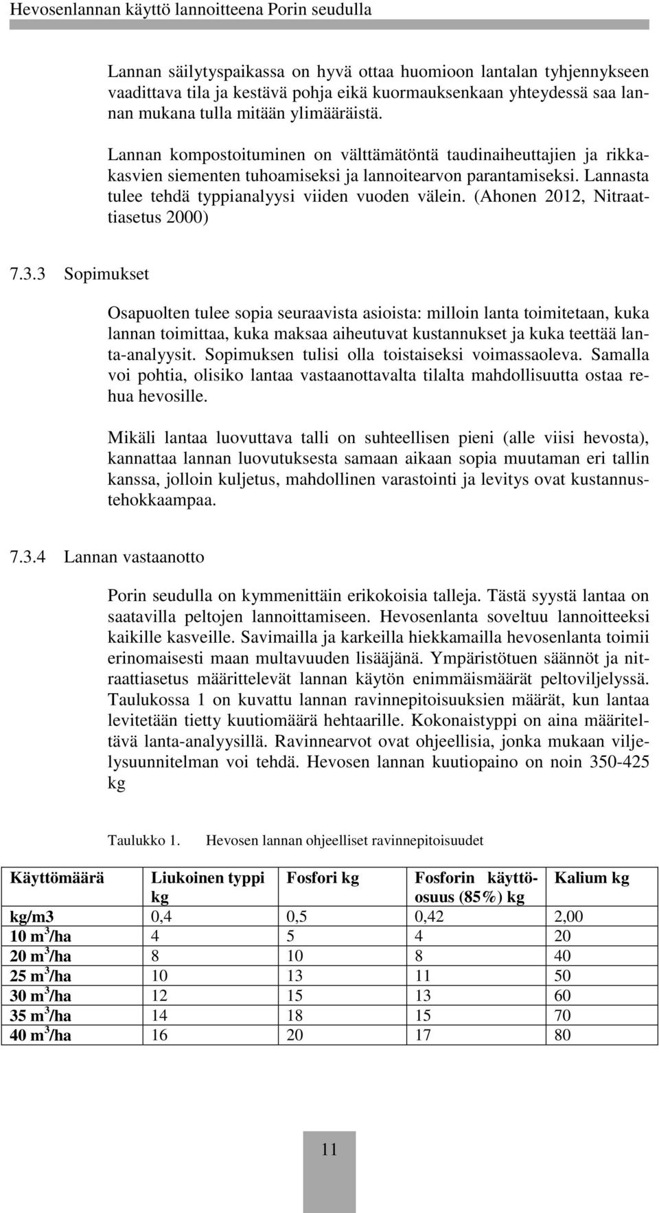 (Ahonen 2012, Nitraattiasetus 2000) 7.3.